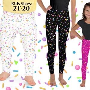 Cake Sprinkles Kids Leggings Birthday Party Pants Teens Toddler Cosplay Halloween Children Costume Gift Baking Colorful Confetti Outfit