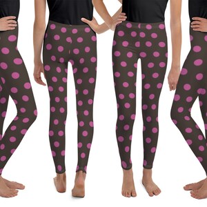 Pink Brown Polka Dot Leggings Candle Kids Costume Wreck it Halloween Cosplay Polka Dot Children Pants Birthday Gift Cartoon Character Cute Outfit Racer Head