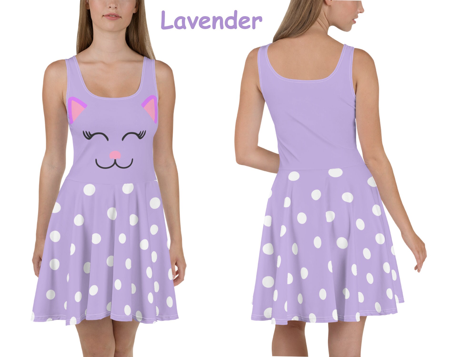 Cute Cat Polka Dot Print Hoodie Dress