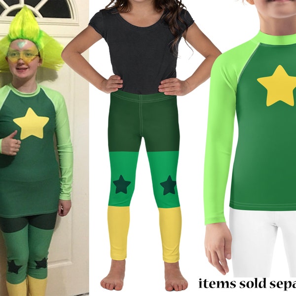 Peridot Kids Costume Steven Universe Gem Halloween Leggings Shirt Green Children Villain Rash Guard Toddler Outfit Activewear Birthday Party