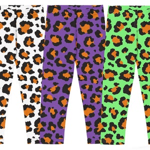 Halloween Animal Print Kids Leggings Leopard Cheetah Athletic Witch Pants Toddler Children Cosplay Costume Birthday Party