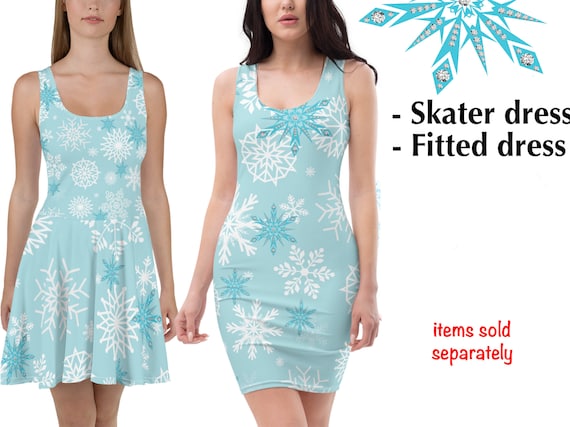 womens christmas skater dress Blue Frozen Snowflakes Women Costume Cosplay Running Halloween Outfit Party Gift red formal christmas party dress