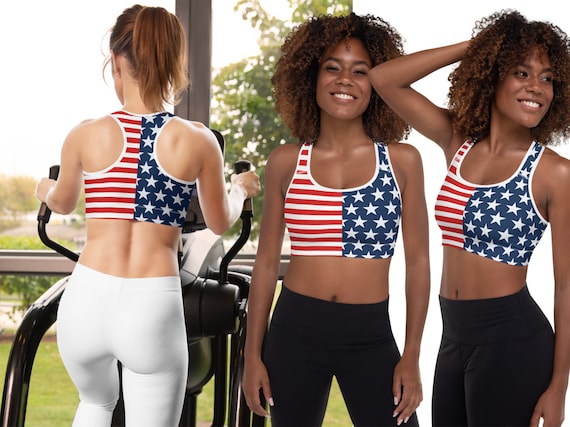 4th of July Workout Leggings Sports Bra American Flag Women's Yoga