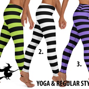 Striped Witch Leggings Women Halloween Cosplay Workout Pants Villain Costume Running Capris Activewear Party