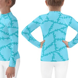 Blue Sally Rag Doll Christmas Costume Kids Leggings Halloween Stitches Print Toddler Outfit Spandex Rash Guard Shirt Cosplay Tee Athletic Activewear Stitched