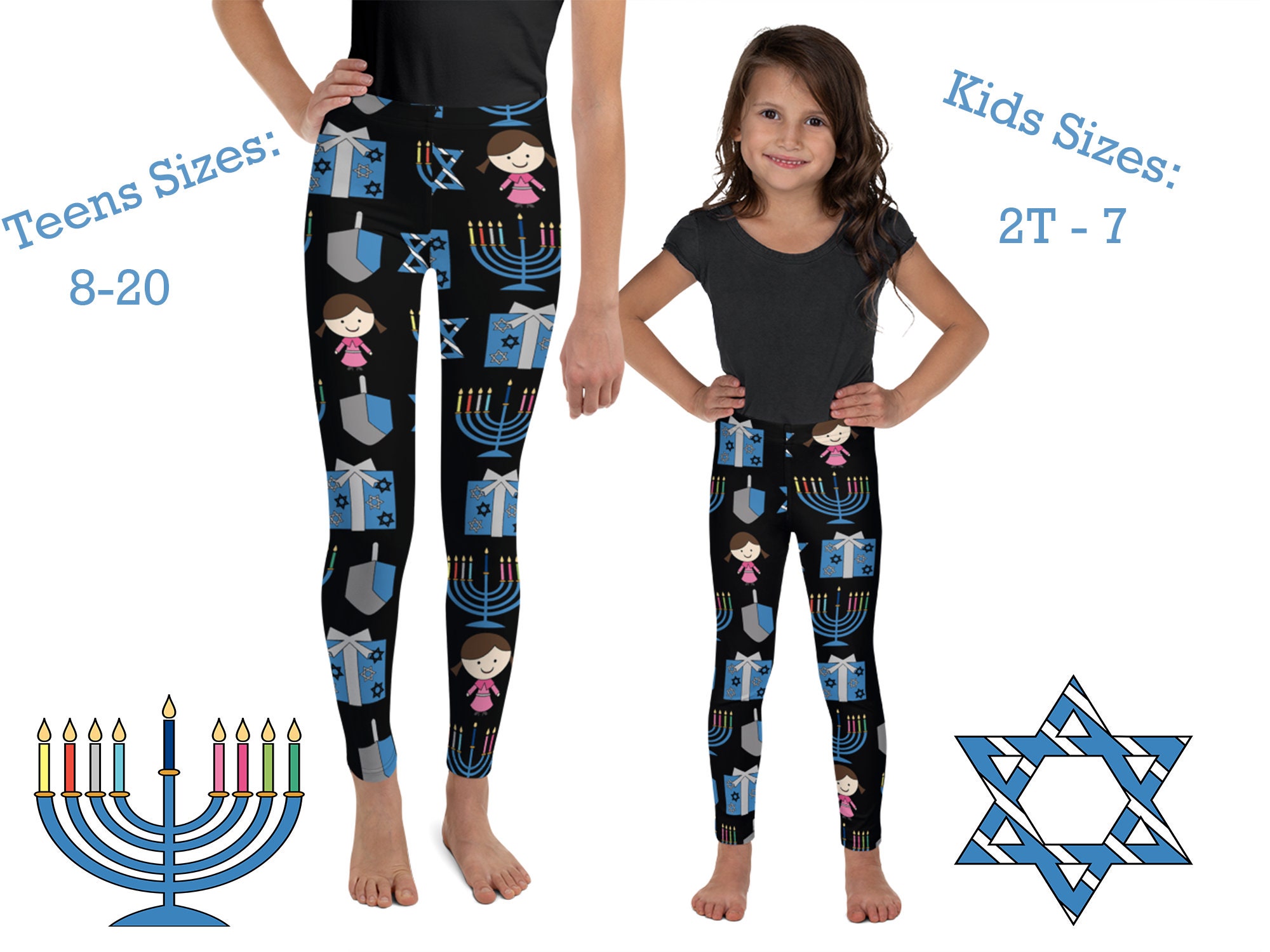 Hanukkah Kids Teens Leggings Festival of Lights Children Pants