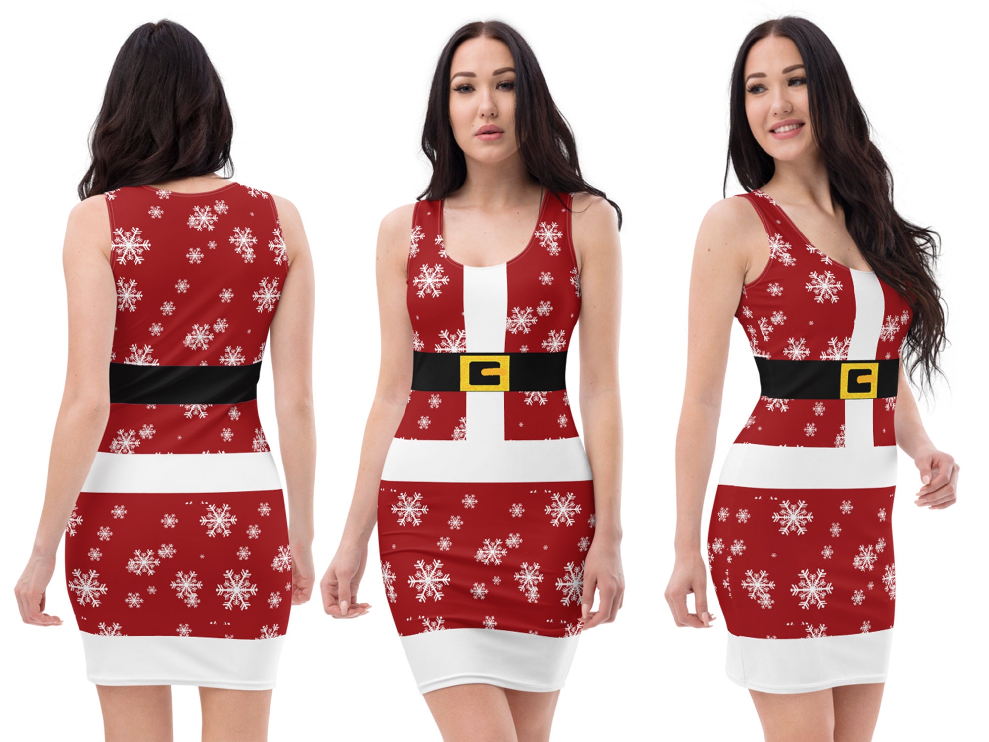 Santa Bodycon Dress Women Christmas Snowflakes Costume Cosplay | Etsy