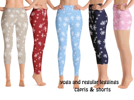 Christmas Snowflakes Yoga Leggings Women Gift Cosplay Snow Capris Festive Workout Fitness Activewear Athletic Outfit Running Pants Party Gym Etsy