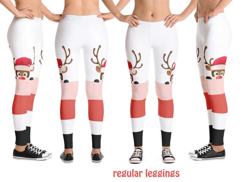 Cute Reindeer Yoga Leggings Christmas Women Running Athletic Cosplay Capris Festive Workout Fitness Pants Gift Holiday Mood