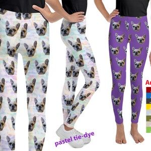 Custom Photo Kids Leggings Top Toddler Pants Dog Cat Personalized Rash Guard Children Gift Birthday Party Christmas Shirt Activewear Tie Dye