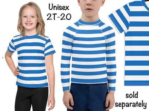 Navy Marine Striped Shirt Kids White Blue Sailing Halloween