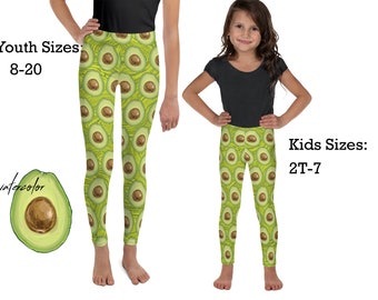 Avocado Leggings Kids Halloween Costume Spandex Pants Avos Teens Children Cosplay Birthday Gift Outfit Trick Treat