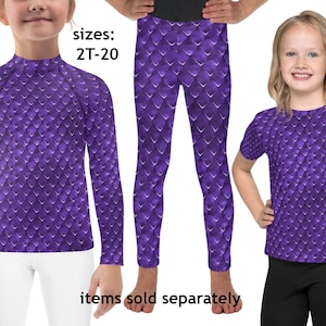 Purple Dragon Kids Costume Athletic Halloween Scales Cosplay Toddler Reptile Outfit Rash Children Shirt Leggings Birthday Gift Print Lizard