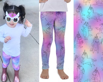 Unicorni Leggings per bambini Bambini Cosplay Halloween Arcobaleno Magia Pantaloni per bambini Costume Collant di compleanno Spandex Divertente unico regalo carino