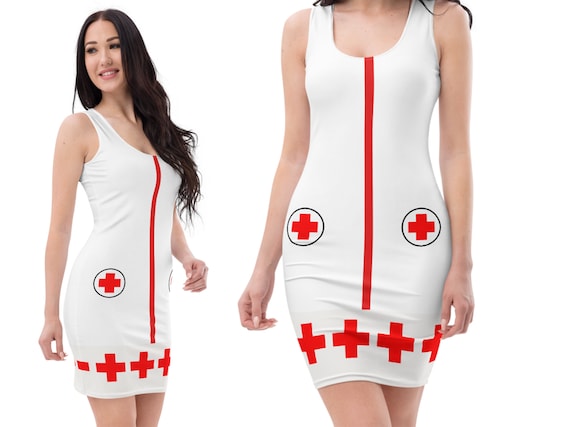 Sexy Nurse Dress Women Halloween Cosplay Bodycon Fitted Red Cross Party White Costume Hospital Red Spandex Gift Girlfriend Outfit Sleeveless - Etsy Sexy Nurse Dress Women Halloween Cosplay Bodycon Fitted Red Cross Party White Costume Hospital Red Spandex Gift Girlfriend Outfit Sleeveless - Etsy