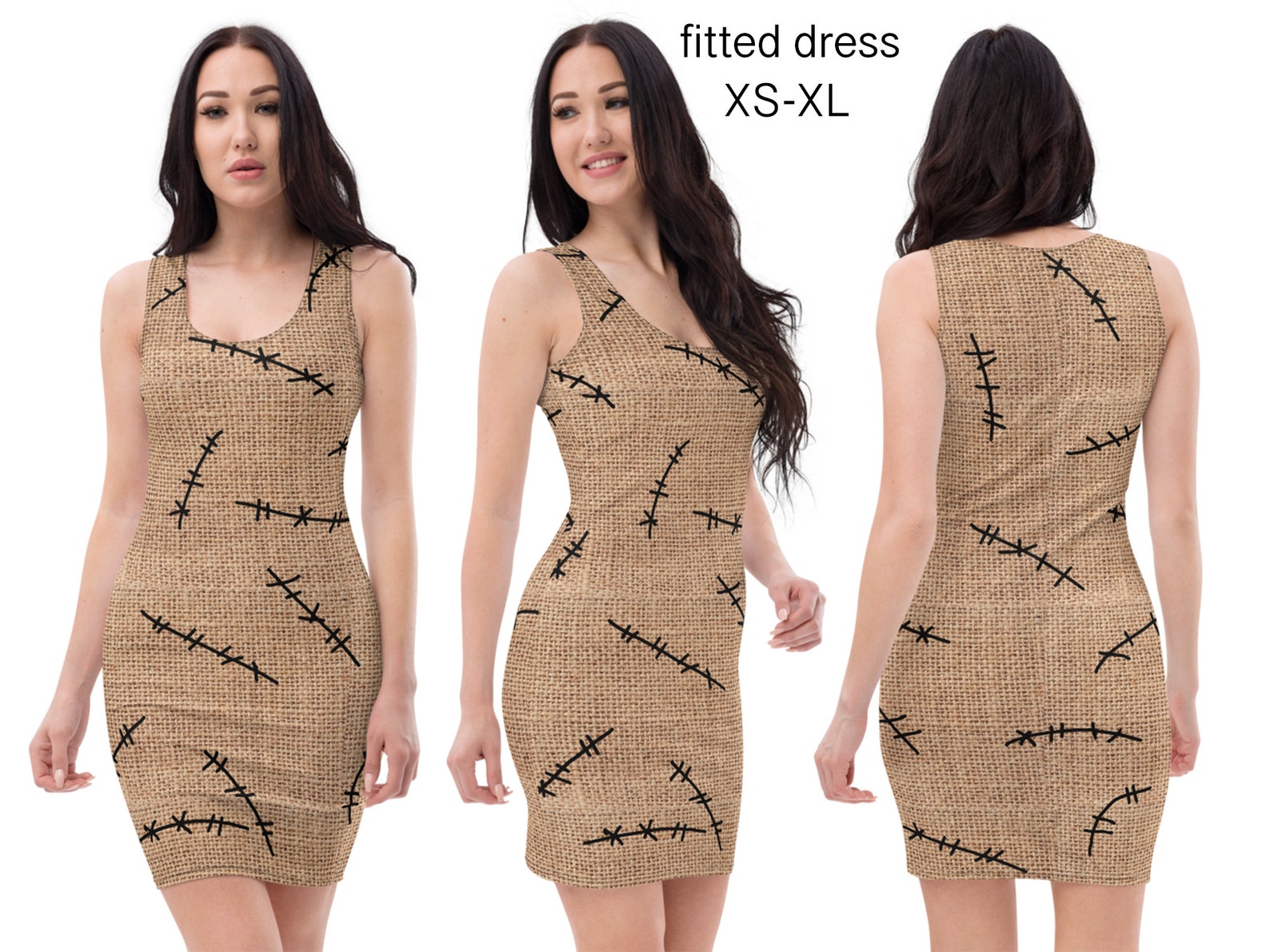 Burlap Sack Dress Halloween Oogie Stitches Boogie Woman Etsy