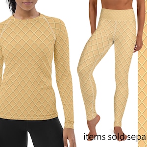 Waffel Sportlich Kostüm Frauen Eis Cosplay Halloween Waffel Yoga Leggings Rash Guard Shirt Laufen Activewear Essen Print Party Geschenk