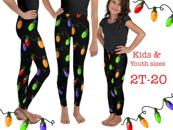 Christmas Lights Kids Leggings Tree Bulbs Athletic Toddler Teens