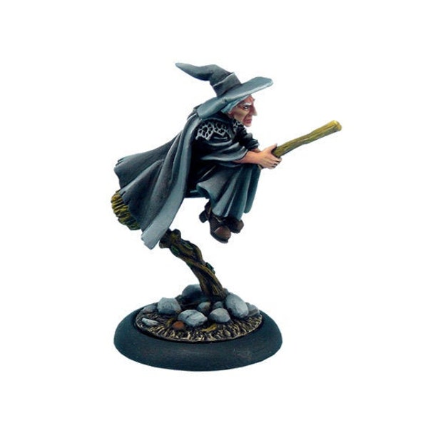 Discworld Witches Esme Weatherwax on broom