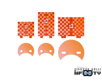 Infinity N5 Silhouettes S1 S2 S3 LoF Markers Small (3 pieces) – Orange Acrylic Gaming Tokens for Tabletop