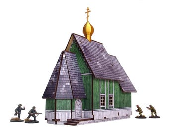 WW2 Bolt Action PREPAINTED Wargaming Terrain 28mm 1:56 Ostfront Village Tserkov (Church) (1 building)
