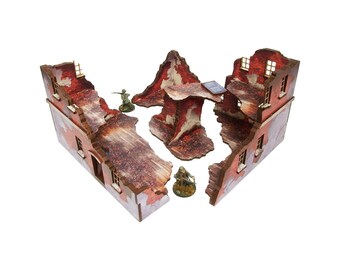 WW2 Bolt Action Normandy Ruined Large House – 1 (4 pieces) PREPAINTED [28mm/1:56]