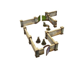 WW2 Bolt Action PREPAINTED Wargaming Terrain 28mm 1:56 Normandy Wall w. Gate (high) 80cm 30" of Wall!