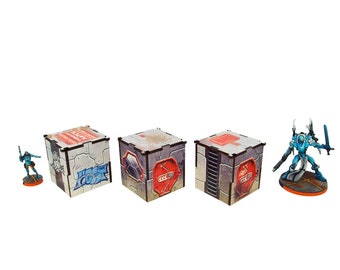 Infinity N5 PREPAINTED Wargaming Terrain 28mm 1:56 Precinct Sigma Sheds (3 pieces)