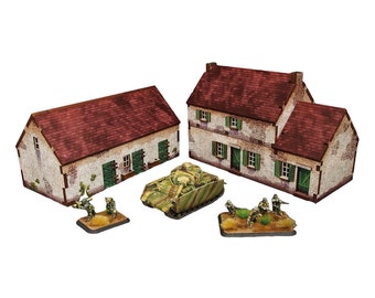 WW2 Normandy Homestead w. Stable (2 pieces) PREPAINTED [15mm/1:100] [Flames of War / EPIC]
