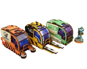 Infinity PREPAINTED Wargaming Terrain 28mm 1:56 Vehicles Precinct Sigma City Services (3 cars)