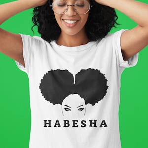 Habesha T-shirt , Women&#39;s Amharic T-shirt, Ethiopian Shirt, Black girl T-shirt.