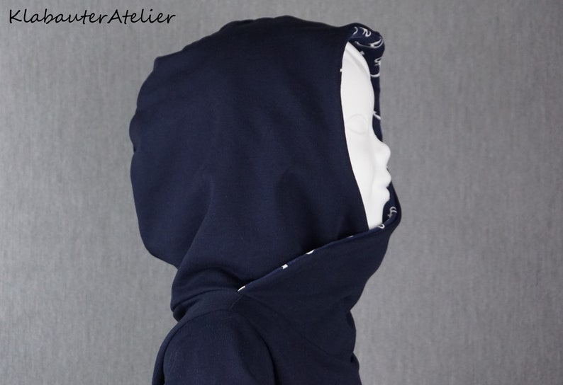 Hoodie Pullover Wrap Hood Handmade Sweat Anchor Maritime Blue Boys 68/74/80/86/92/98/104/110/116/122/128/134/140/146/152/158/164/170 image 7