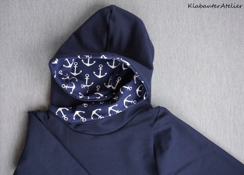 Hoodie Pullover Wrap Hood Handmade Sweat Anchor Maritime Blue Boys 68/74/80/86/92/98/104/110/116/122/128/134/140/146/152/158/164/170 image 8