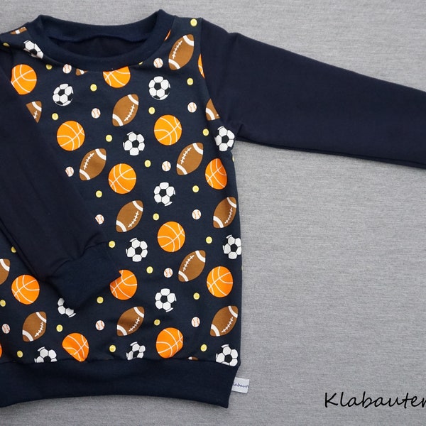 Hoodie sweater Sweatshirt handgemaakte zweet ballen sport blauw jongens 68/74/80/86/92/98/104/110/116