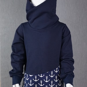 Hoodie Pullover Wrap Hood Handmade Sweat Anchor Maritime Blue Boys 68/74/80/86/92/98/104/110/116/122/128/134/140/146/152/158/164/170 image 3