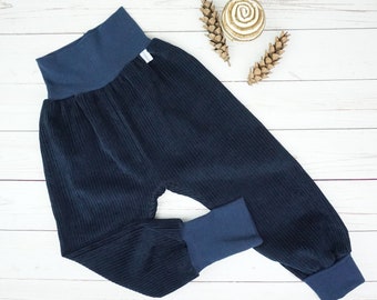 Pantalon pompe Mitwachshose Handmade Baby Pants Wide Cord cord bleu foncé Taille 50/56,62/68,74/80,86/92,98/104,110/116,122