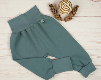 Bloomers, meegroeibroekjes, handgemaakte babybroekjes, wafelbreisel, staalblauw, maten 50/56, 62/68, 74/80, 86/92, 98/104, 110/116, 122
