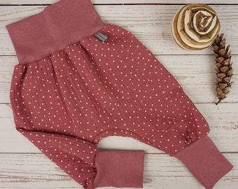 Bloomers summer muslin girls dusky pink dots handmade baby pants Gr. 50/56.62/68.74/80.86/92.98/104.110/116.122