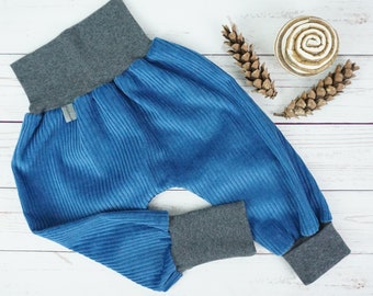 Pumphose Mitwachshose Handmade Babyhose Breitcord Cordhose Blau Grau Gr. 50/56,62/68,74/80,86/92,98/104,110/116,122