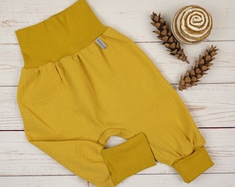 Bloomers été mousseline filles jaune moutarde bébé fait main pantalon Gr. 50/56.62/68.74/80.86/92.98/104.110/116.122