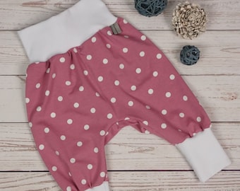 Pumphose Mitwachshose Handmade Babyhose Jersey Mädchen Punkten Rosa Gr. 50/56,62/68,74/80,86/92,98/104,110/116,122