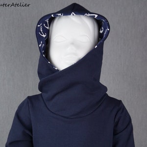 Hoodie Pullover Wrap Hood Handmade Sweat Anchor Maritime Blue Boys 68/74/80/86/92/98/104/110/116/122/128/134/140/146/152/158/164/170 image 6