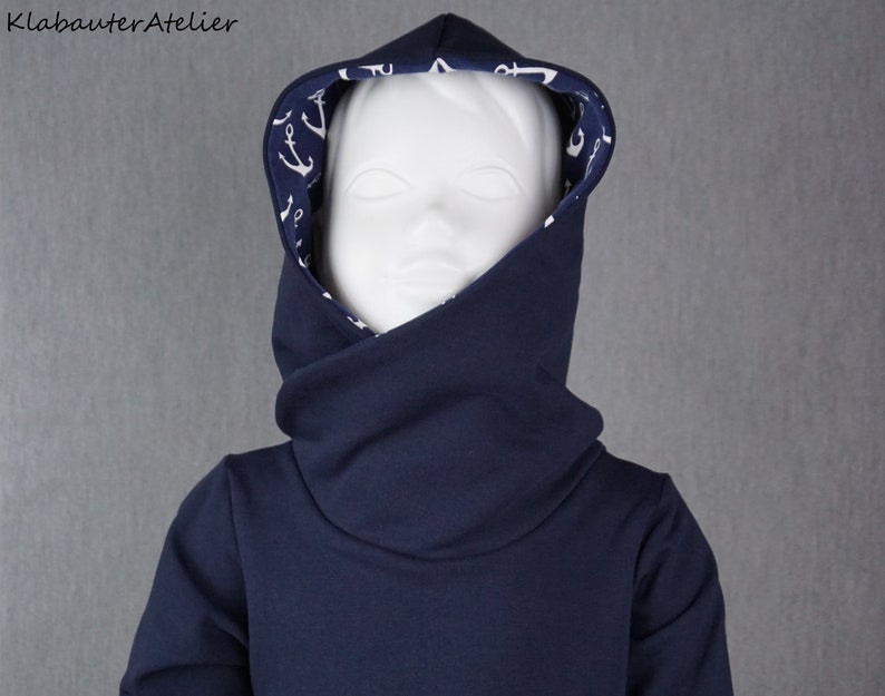 Hoodie Pullover Wrap Hood Handmade Sweat Anchor Maritime Blue Boys 68/74/80/86/92/98/104/110/116/122/128/134/140/146/152/158/164/170 image 6