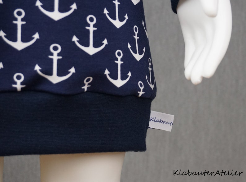 Hoodie Pullover Wrap Hood Handmade Sweat Anchor Maritime Blue Boys 68/74/80/86/92/98/104/110/116/122/128/134/140/146/152/158/164/170 image 9