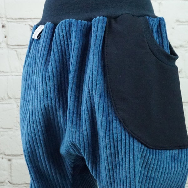 Pantalon pompe avec sac Pantalon co-wax Handmade Baby pantalon Breitcord Autumn Blue Gr. 50/56,62/68,74/80,86/92,98/104,110/116,122