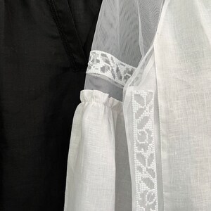 Boho Chic Black Linen Sheer Blouse. Long Sleeve Elegant Minimalistic Top. Puffed Sleeve Blouse. Quiet Luxury. image 10