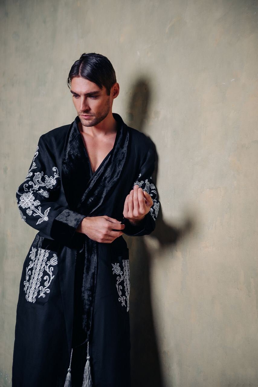 Abstract Psychedelic Colorful Wave Men's Robe