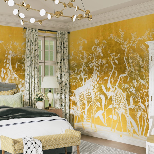 Gold Oriental Wall Mural Etsy