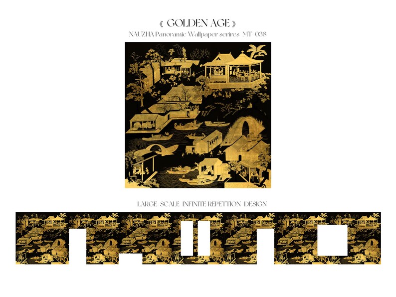 NAUZHA Black and Gold Chinoiserie Wallpaper Mural Vintage Etsy