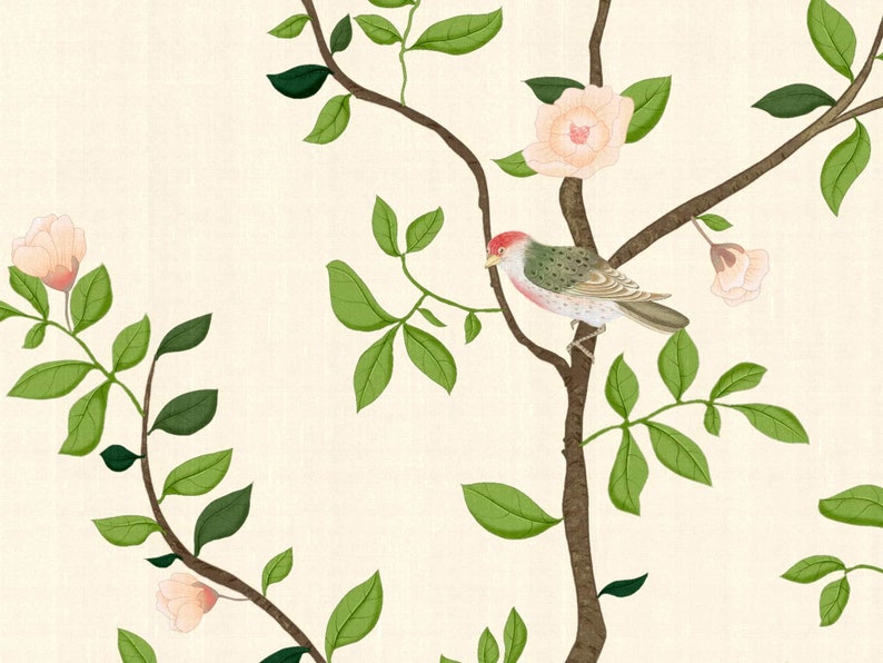 NAUZHA Yellow Chinoiserie Wallpaper Mural Vintage Wall Etsy